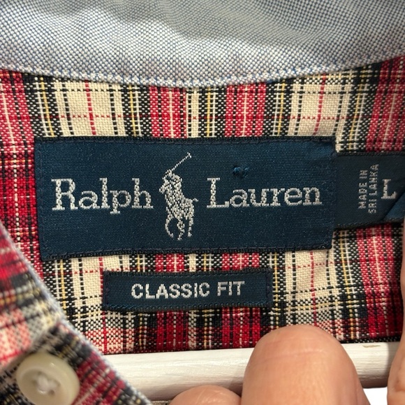Ralph Lauren Classic Fit Plaid Button Down Shirt Size Large 100% Cotton - Picture 4 of 6